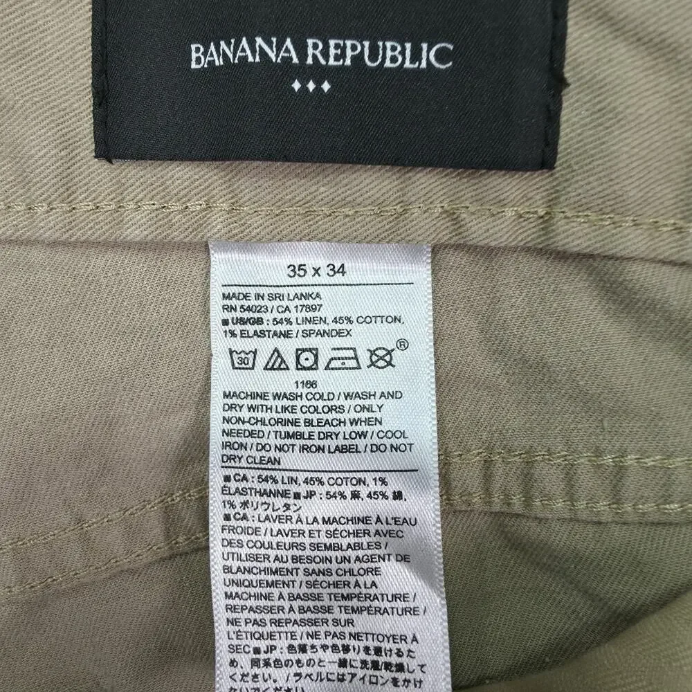 Banana Republic Mens Slim Fit Chino Pants 36x32 Khaki Stretch Casual Costal Prep